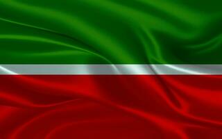 3d waving realistic silk national flag of Tatarstan. Happy national day Tatarstan flag background. close up photo
