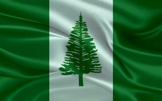 3d waving realistic silk national flag of Norfolk Island. Happy national day Norfolk Island flag background. close up photo