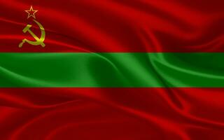 3d waving realistic silk national flag of Transnistria. Happy national day Transnistria flag background. close up photo