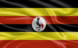 3d waving realistic silk national flag of Uganda. Happy national day Uganda flag background. close up photo