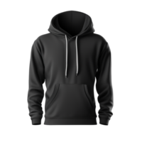 AI generated Black Blank Hoodie Mockup Isolated on Transparent Background png