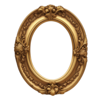 AI generated Antique Gold Oval Frame Isolated on Transparent Background png