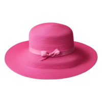 AI generated Pink Womens Straw Hat Isolated on Transparent Background png