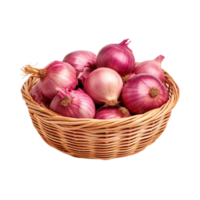 AI generated Straw basket of red onion clip art png