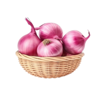 AI generated Straw basket of red onion clip art png