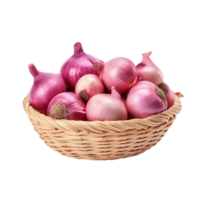 AI generated Straw basket of red onion clip art png