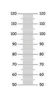 Stadiometer scale. Kids height chart growth sticker from 50 to 120 centimeters. Height meter. Growth ruler. Measuring scale. Vector template.