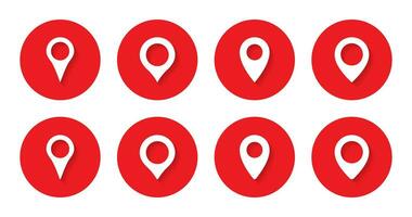 Location marker icon vector in red circle. Navigation pin symbol