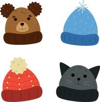 Vector set of cute snow caps