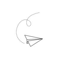 Paper airplane vector icon. Doodle outline
