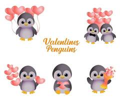 Valentines Penguins Clipart vector
