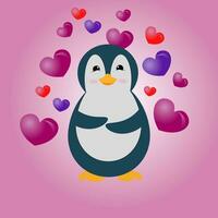 Valentines Penguin Clipart  Vector Design