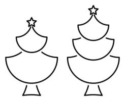 christmas tree illustration, simple line vector isolated on white background.