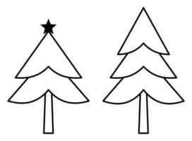 christmas tree illustration, simple line vector isolated on white background.