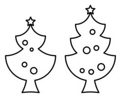 christmas tree illustration, simple line vector isolated on white background.