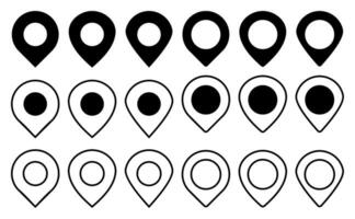 collection of map markers, location pins, map pin icons. flat style vector isolated on white background