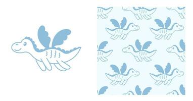 Cute dragon pastel seamless pattern and print vector