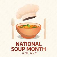 Soup Month Celebration Vector Design Template for Flavorful Designs. Spice up your visuals with this deliciously themed illustration, perfect for honoring January's culinary delight.