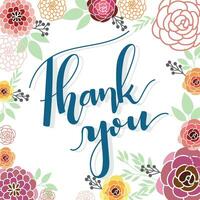 thank you card with flowers vector illustration