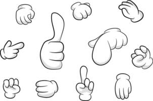 Different hand angles palm gestures cartoon style template vector