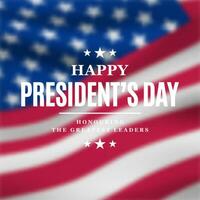 Happy President's day festive banner on blurred us flag background. vector