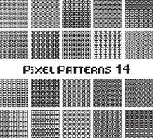 Pixel pattern seamless, black and white color. Patterns set in retro design. vector