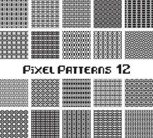 Pixel pattern seamless, black and white color. Patterns set in retro design. vector