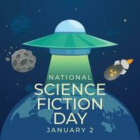 Sci-Fi Celebration Vector Design Template for National Science Fiction Day. Immerse in futuristic visuals with this captivating illustration.