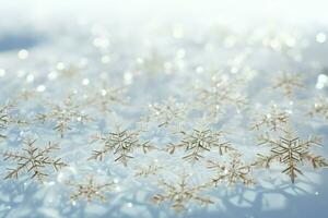 AI generated snowflakes gracefully decorating a winter wonderland Christmas snow light background AI Generated photo