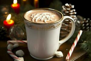 AI generated Classic hot chocolate rich warmth and creamy eggnog festive holiday Christmas  AI Generated photo