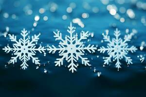 AI generated snowflakes gracefully decorating a winter wonderland Christmas snow light background AI Generated photo