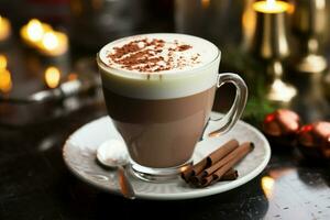 AI generated Classic hot chocolate rich warmth and creamy eggnog festive holiday Christmas  AI Generated photo