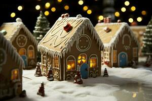 AI generated Christmas gingerbread house Magical fairy tale castle in snowy winter of sugary dreams AI Generated photo