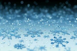 AI generated snowflakes gracefully decorating a winter wonderland Christmas snow light background AI Generated photo