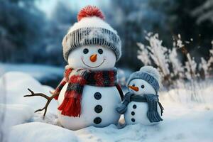 AI generated Charming snowman heralds Christmas celebration holiday cheer AI Generated photo