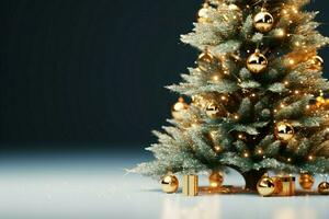 ai generado hermosamente decorado Navidad árbol con centelleo luces y festivo adornos ai generado foto