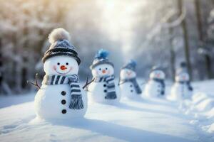 AI generated Charming snowman heralds Christmas celebration holiday cheer AI Generated photo