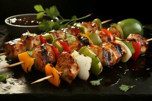 Juicy skewered seekh kababs a mouthwatering blend of spices and grilled goodness AI Generated photo