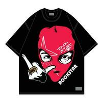 red balaclava with hand gesture design tshirt for streetwear style and brand vector