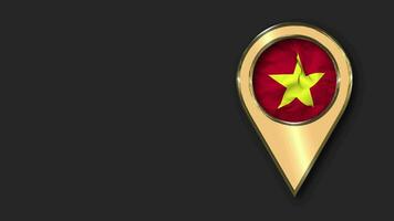 Vietnam Gold Location Icon Flag Seamless Looped Waving, Space on Left Side for Design or Information, 3D Rendering video