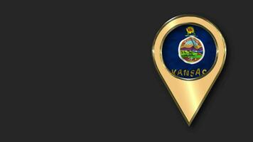 State of Kansas Gold Location Icon Flag Seamless Looped Waving, Space on Left Side for Design or Information, 3D Rendering video