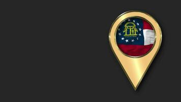 State of Georgia Gold Location Icon Flag Seamless Looped Waving, Space on Left Side for Design or Information, 3D Rendering video