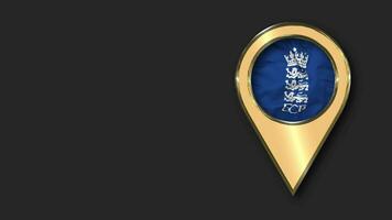 England and Wales Cricket Board, ECB Gold Location Icon Flag Seamless Looped Waving, Space on Left Side for Design or Information, 3D Rendering video