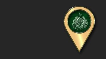 Government of Sindh Gold Location Icon Flag Seamless Looped Waving, Space on Left Side for Design or Information, 3D Rendering video