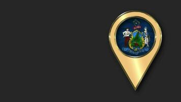 estado de Maine oro ubicación icono bandera sin costura serpenteado ondulación, espacio en izquierda lado para diseño o información, 3d representación video