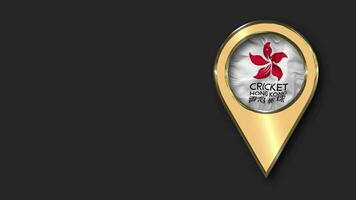 Cricket Hong Kong Gold Location Icon Flag Seamless Looped Waving, Space on Left Side for Design or Information, 3D Rendering video