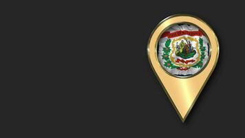 State of West Virginia Gold Location Icon Flag Seamless Looped Waving, Space on Left Side for Design or Information, 3D Rendering video