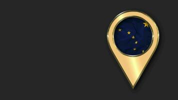 State of Alaska Gold Location Icon Flag Seamless Looped Waving, Space on Left Side for Design or Information, 3D Rendering video