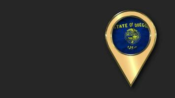State of Oregon Gold Location Icon Flag Seamless Looped Waving, Space on Left Side for Design or Information, 3D Rendering video