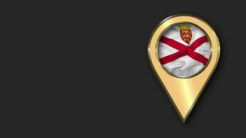 Bailiwick of Jersey Gold Location Icon Flag Seamless Looped Waving, Space on Left Side for Design or Information, 3D Rendering video